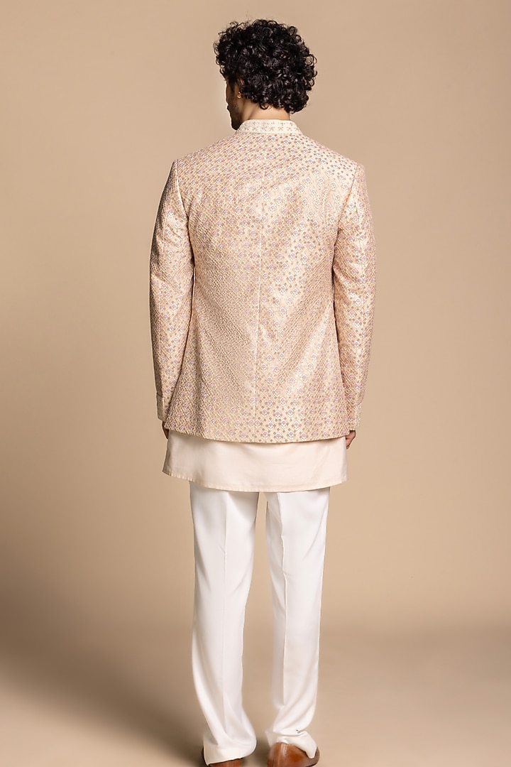 Blush Pink Cotton Silk Embroidered Bundi Jacket Set by Gargee Designers at Pernia's Pop Up Shop