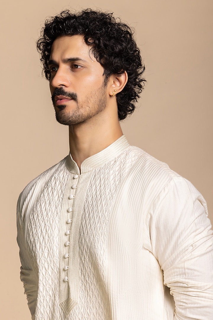 Ivory Cotton Silk Kurta Set by Gargee Designers at Pernia's Pop Up Shop