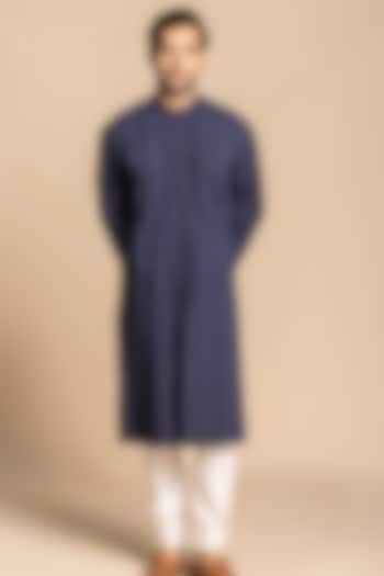 Navy Cotton Silk Kurta Set by Gargee Designers at Pernia's Pop Up Shop