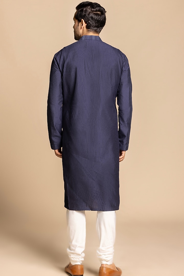 Navy Cotton Silk Kurta Set by Gargee Designers at Pernia's Pop Up Shop