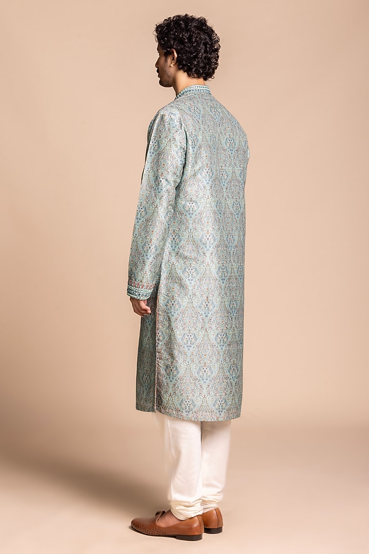 Sage Green Cotton Silk Printed & Embellished Kurta Set by Gargee Designers at Pernia's Pop Up Shop