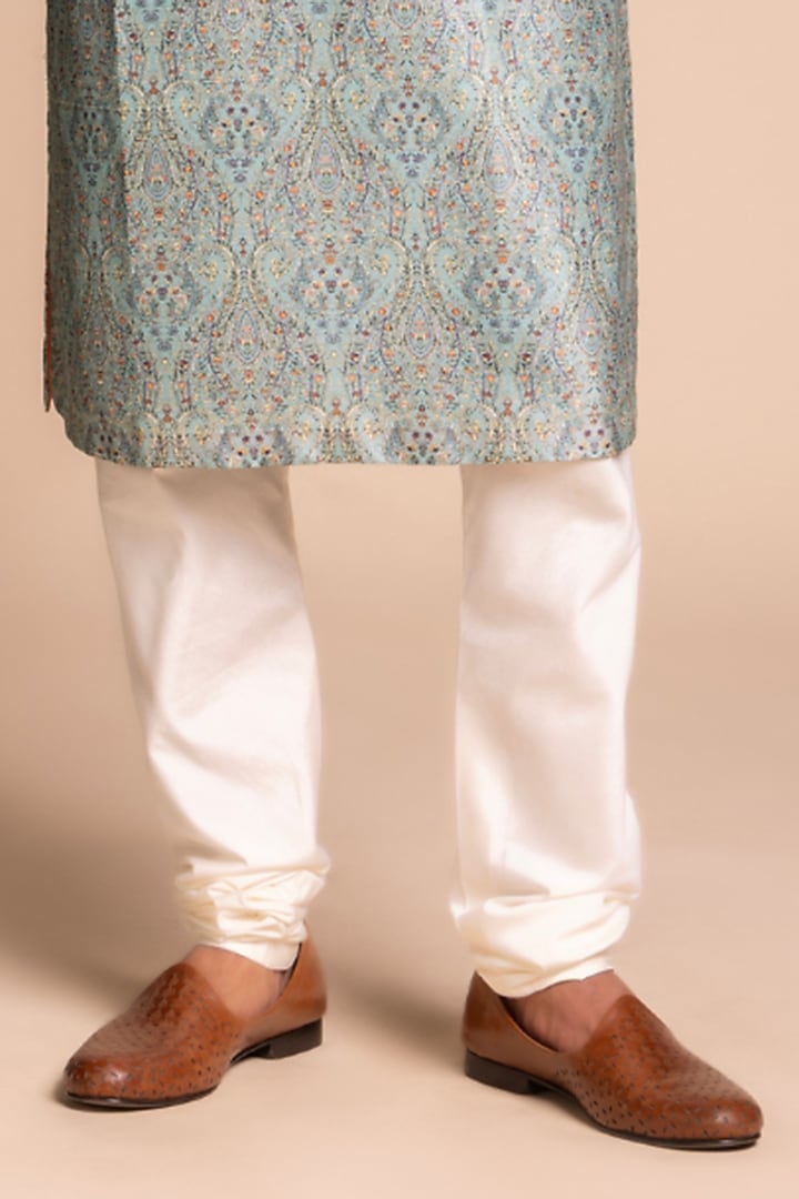 Sage Green Cotton Silk Printed & Embellished Kurta Set by Gargee Designers at Pernia's Pop Up Shop