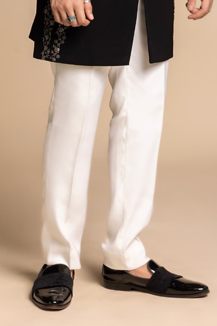 Black Polyester Thread Embroidered Wedding Indowestern Set by Gargee Designers at Pernia's Pop Up Shop