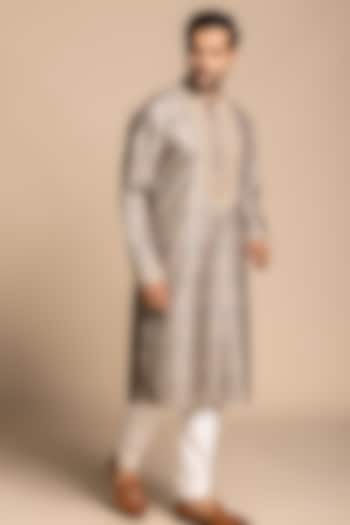 Beige Cotton Silk Printed & Embroidered Kurta Set by Gargee Designers at Pernia's Pop Up Shop