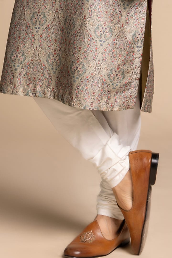 Beige Cotton Silk Printed & Embroidered Kurta Set by Gargee Designers at Pernia's Pop Up Shop