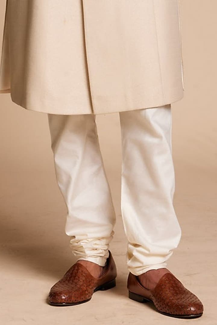 Beige Viscose Jacquard Wedding Sherwani Set by Gargee Designers at Pernia's Pop Up Shop