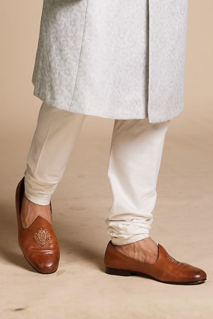 Ice Blue Viscose Jacquard Wedding Sherwani Set by Gargee Designers at Pernia's Pop Up Shop