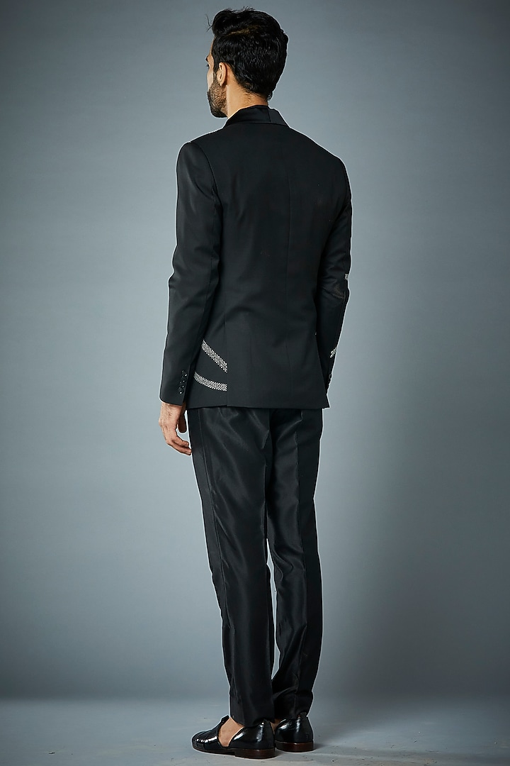 Black Thread Embroidered Tuxedo Set by Gargee Designers at Pernia's Pop Up Shop