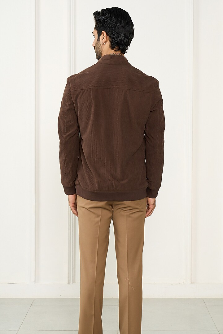 Brown Poly Viscose Corduroy Bomber Jacket by Gargee Designers at Pernia's Pop Up Shop