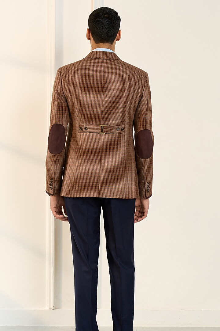 Brown Wool Houndstooth Blazer by Gargee Designers at Pernia's Pop Up Shop