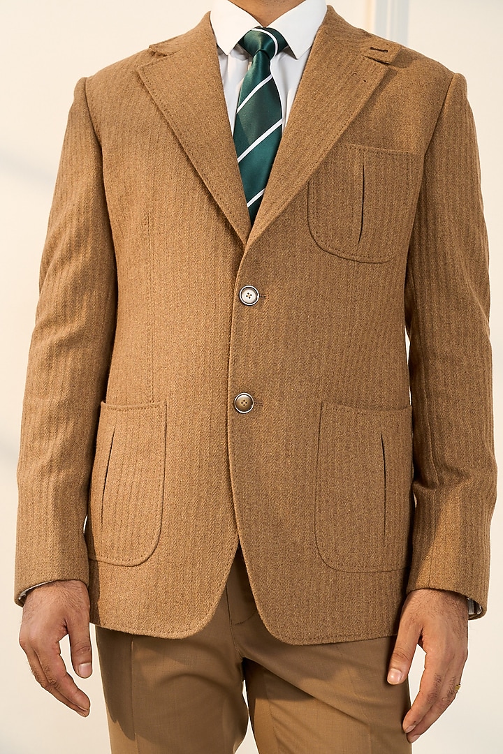 Beige Wool Blazer by Gargee Designers at Pernia's Pop Up Shop