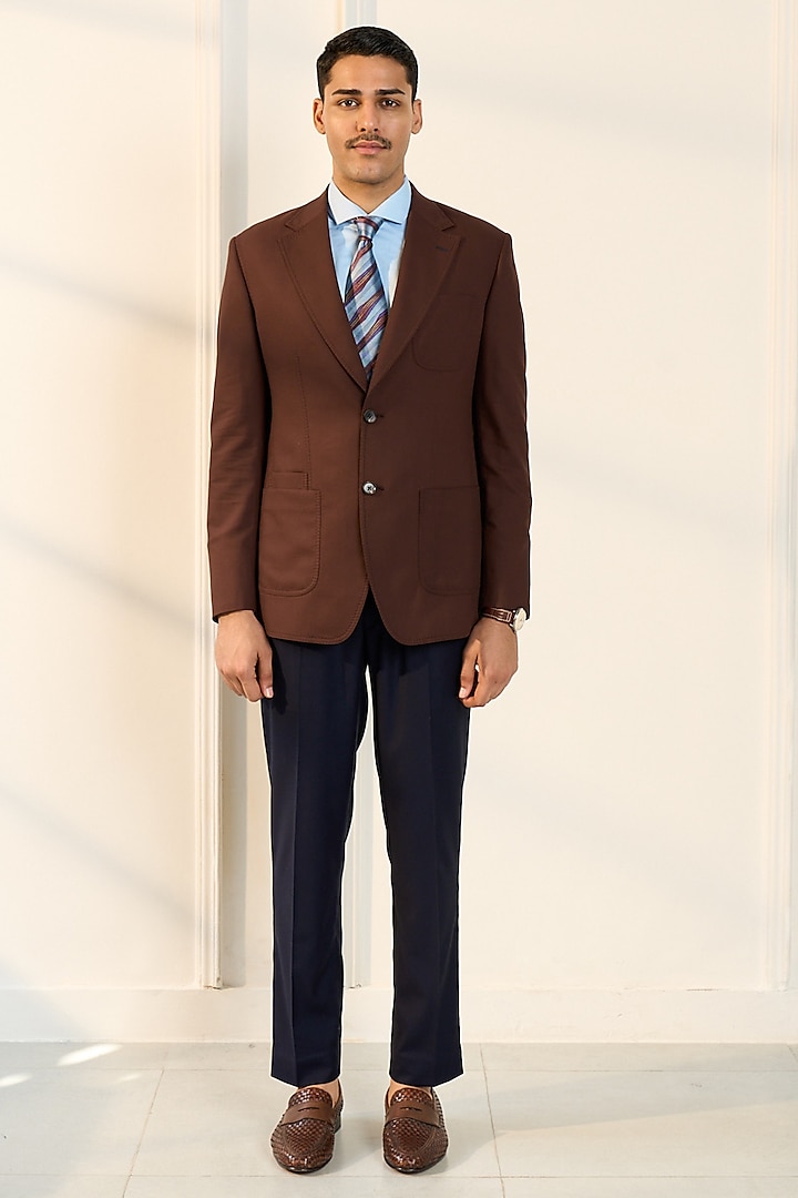 Brown Terry Wool Blazer by Gargee Designers