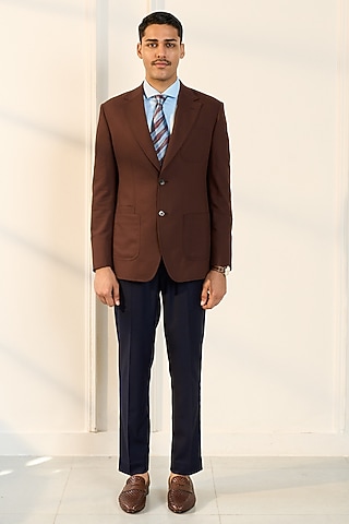 Brown Terry Wool Blazer by Gargee Designers