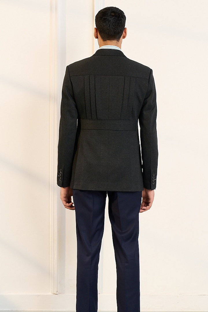 Dark Grey Poly Viscose Lycra Blazer by Gargee Designers at Pernia's Pop Up Shop