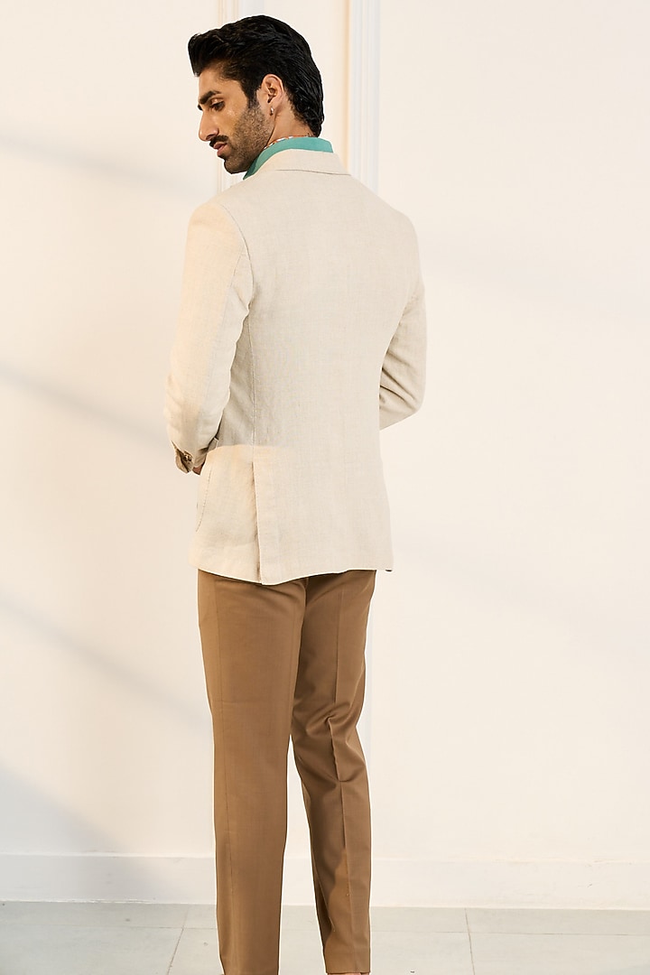 Natural Beige Linen Blazer by Gargee Designers at Pernia's Pop Up Shop