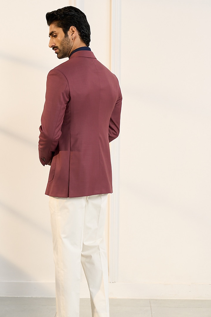 Rouge Pink Terry Wool Double-Breasted Blazer by Gargee Designers at Pernia's Pop Up Shop
