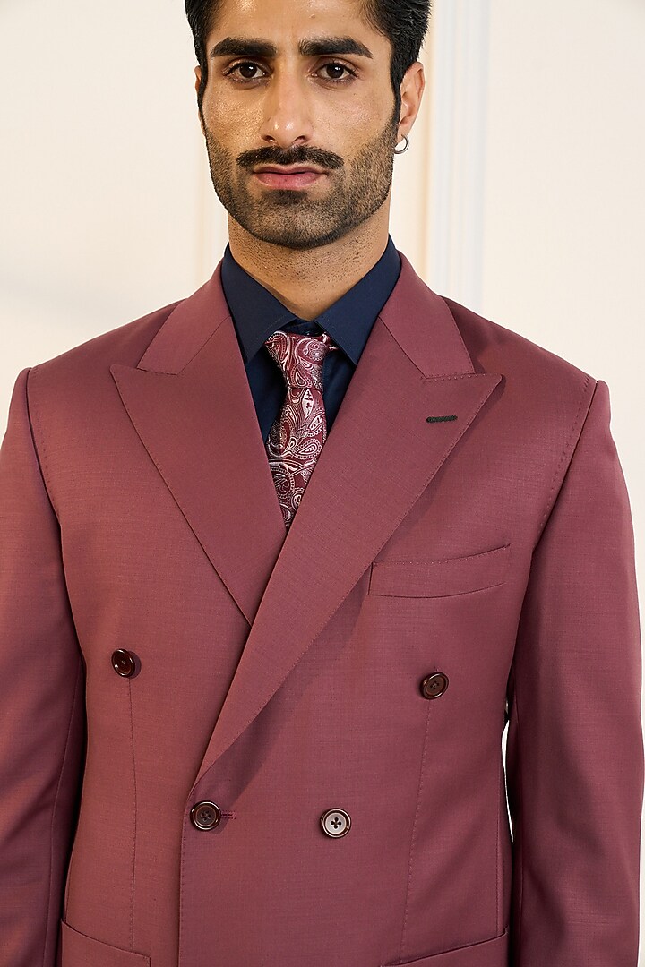 Rouge Pink Terry Wool Double-Breasted Blazer by Gargee Designers at Pernia's Pop Up Shop