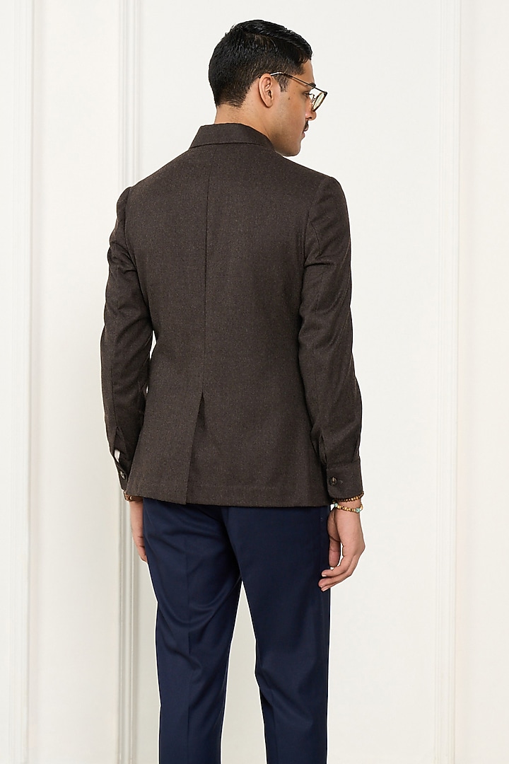 Melange Brown Wool Flannel Shacket by Gargee Designers at Pernia's Pop Up Shop