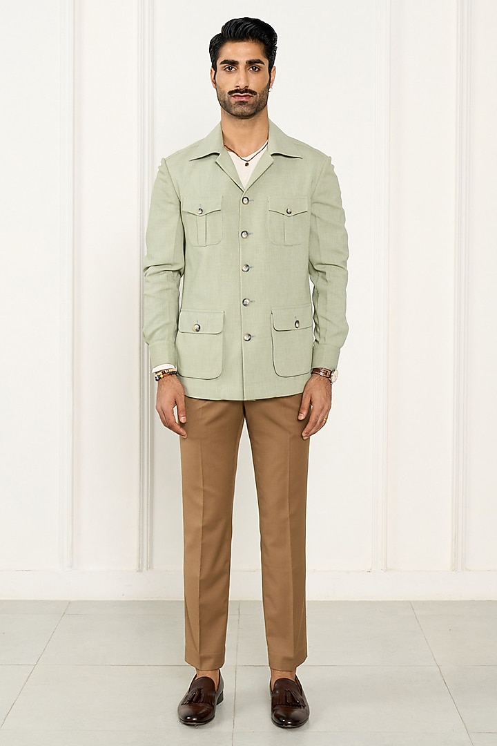 Light Green Poly Viscose Lycra Shacket by Gargee Designers at Pernia's Pop Up Shop