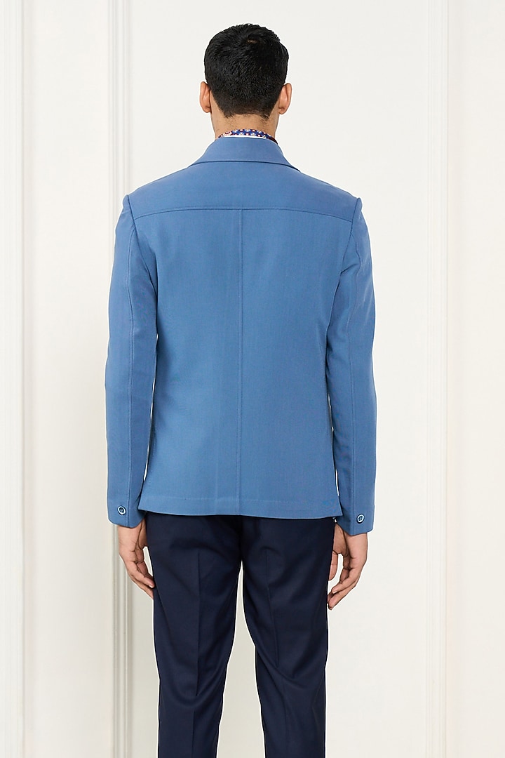 Aqua Blue Poly Viscose Lycra Shacket by Gargee Designers at Pernia's Pop Up Shop