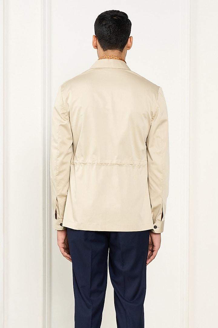 Light Beige Pure Cotton Shacket by Gargee Designers at Pernia's Pop Up Shop