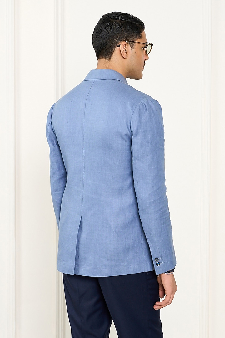 Light Blue Linen Shacket by Gargee Designers at Pernia's Pop Up Shop