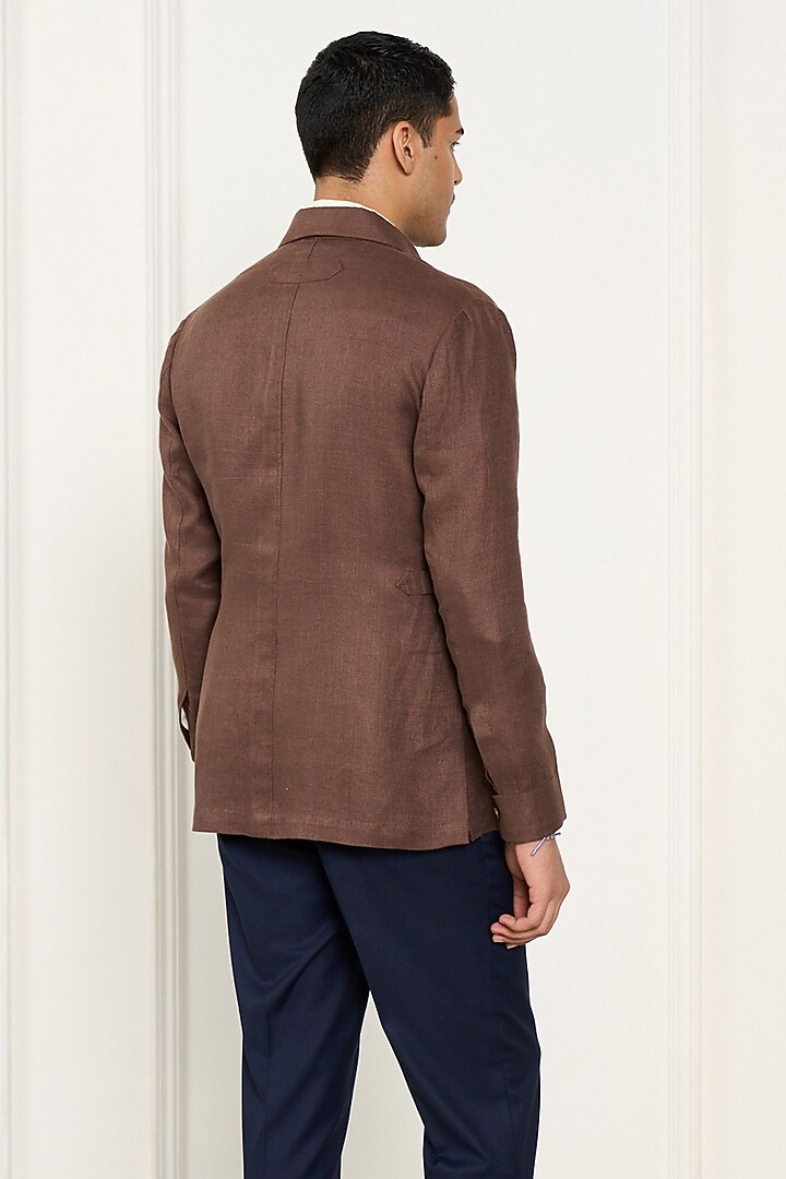 Chocolate Brown Linen Shacket by Gargee Designers at Pernia's Pop Up Shop
