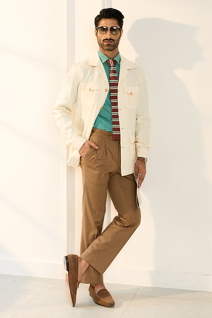 Ivory Linen Shacket by Gargee Designers at Pernia's Pop Up Shop