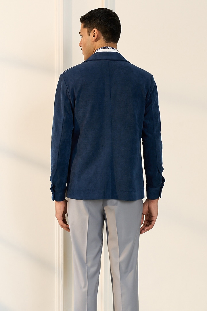 Blue Poly Viscose Denim Cord Shacket by Gargee Designers at Pernia's Pop Up Shop