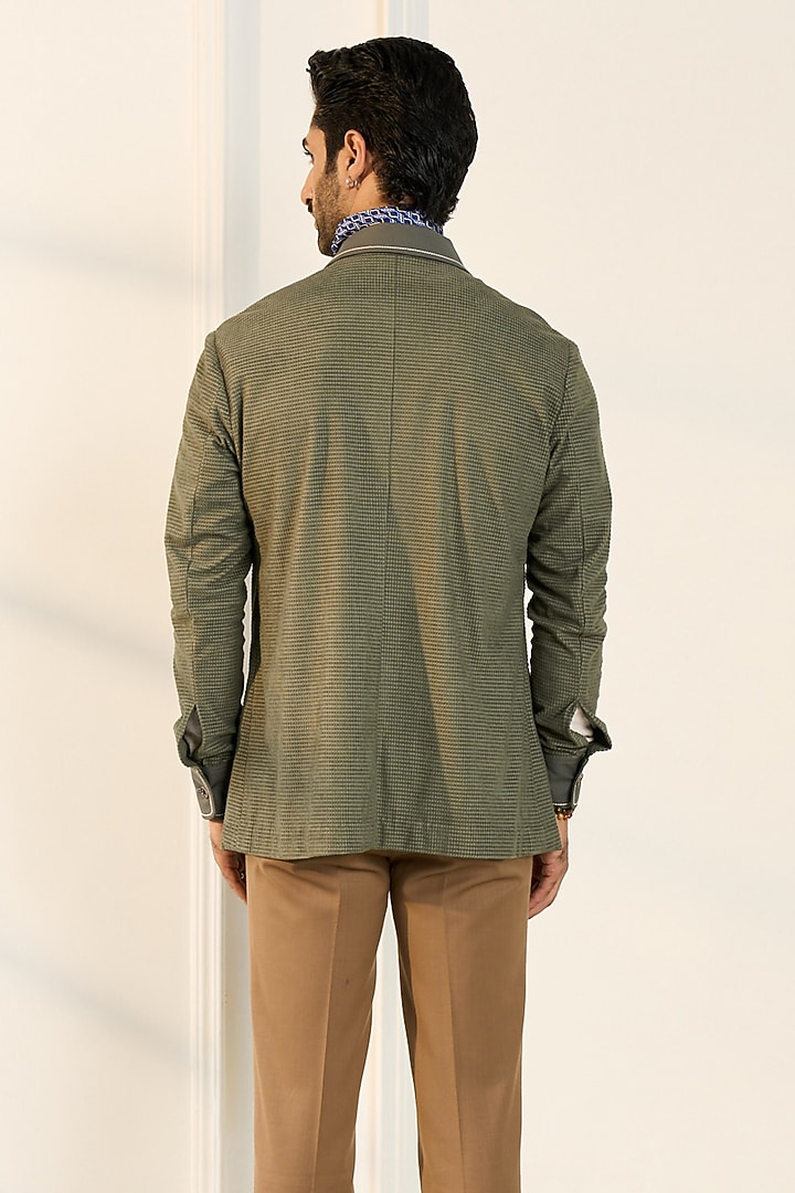 Olive Green Poly Viscose Mesh Corduroy Shacket by Gargee Designers at Pernia's Pop Up Shop