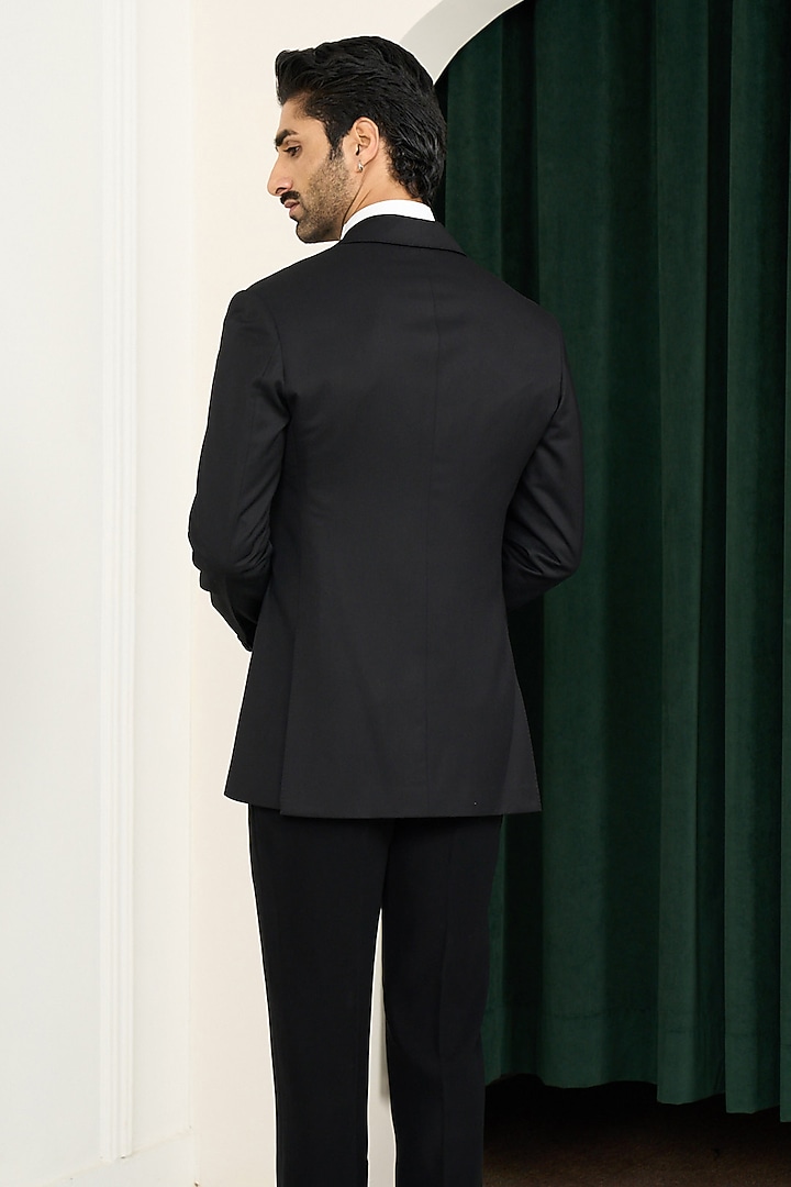 Black Poly Wool Tuxedo Set by Gargee Designers at Pernia's Pop Up Shop