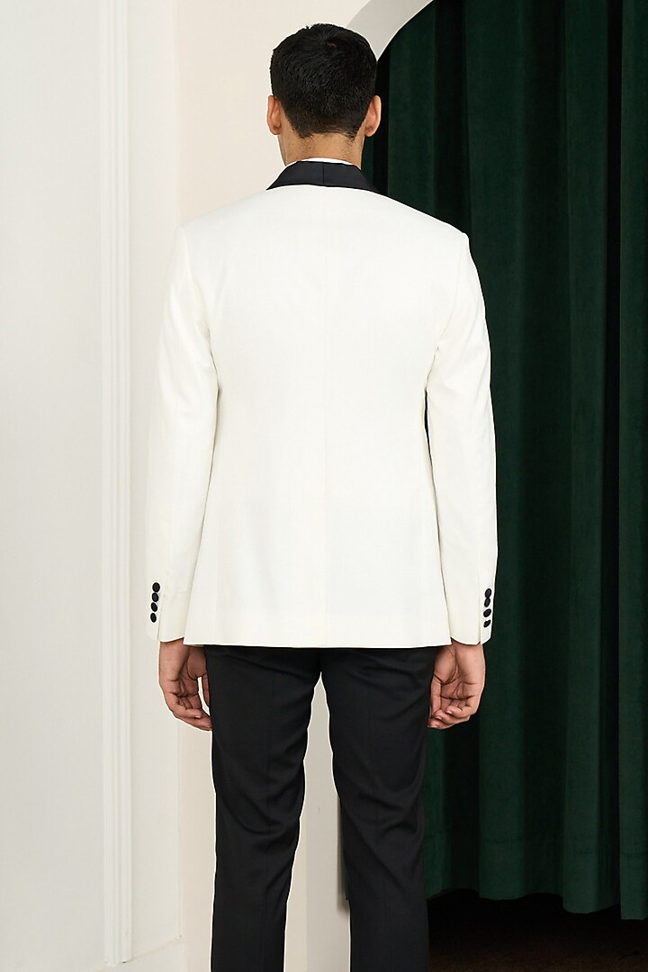 White Poly Wool Tuxedo Set by Gargee Designers at Pernia's Pop Up Shop