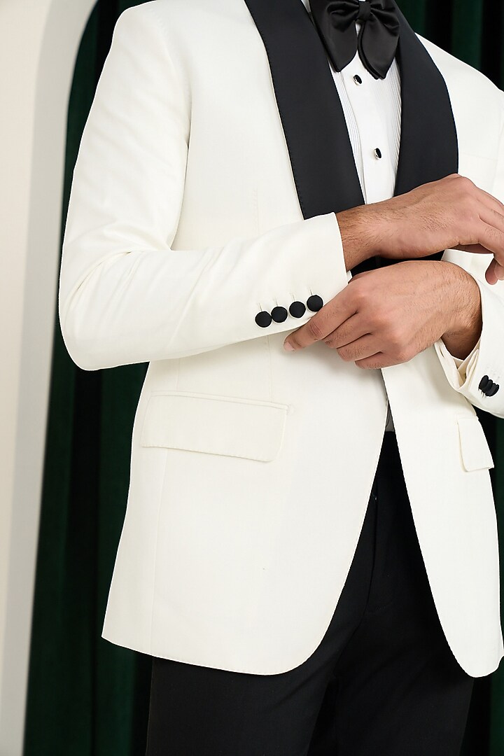 White Poly Wool Tuxedo Set by Gargee Designers at Pernia's Pop Up Shop