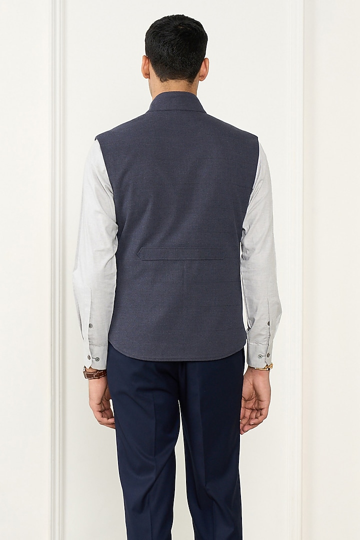 Grey Poly Viscose Flannel Waistcoat by Gargee Designers at Pernia's Pop Up Shop