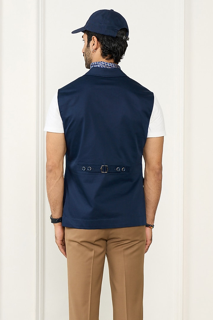 Navy Blue Cotton Waistcoat by Gargee Designers at Pernia's Pop Up Shop