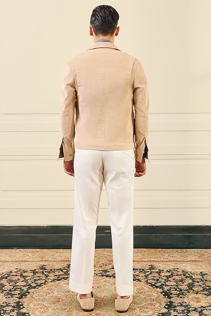 Beige Cotton Corduroy Jacket by Gargee Designers at Pernia's Pop Up Shop