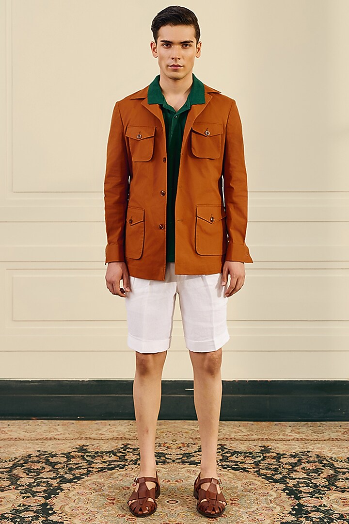 Rust Cotton Suiting Shacket by Gargee Designers at Pernia's Pop Up Shop