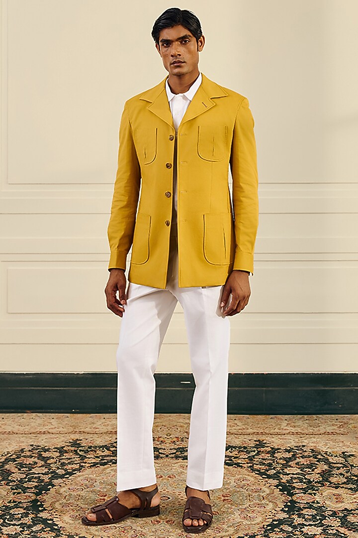 Mustard Cotton Suiting Shacket by Gargee Designers at Pernia's Pop Up Shop