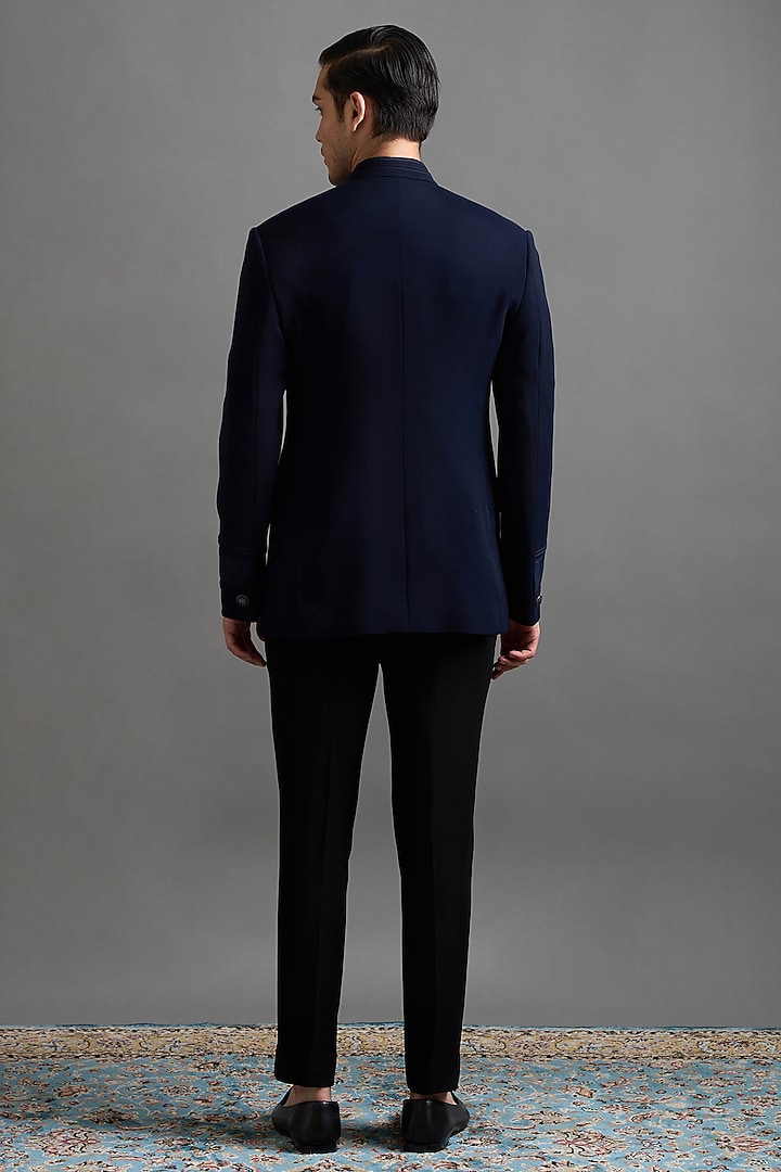 Navy Blue Polyester Jodhpuri Set by Gargee Designers at Pernia's Pop Up Shop