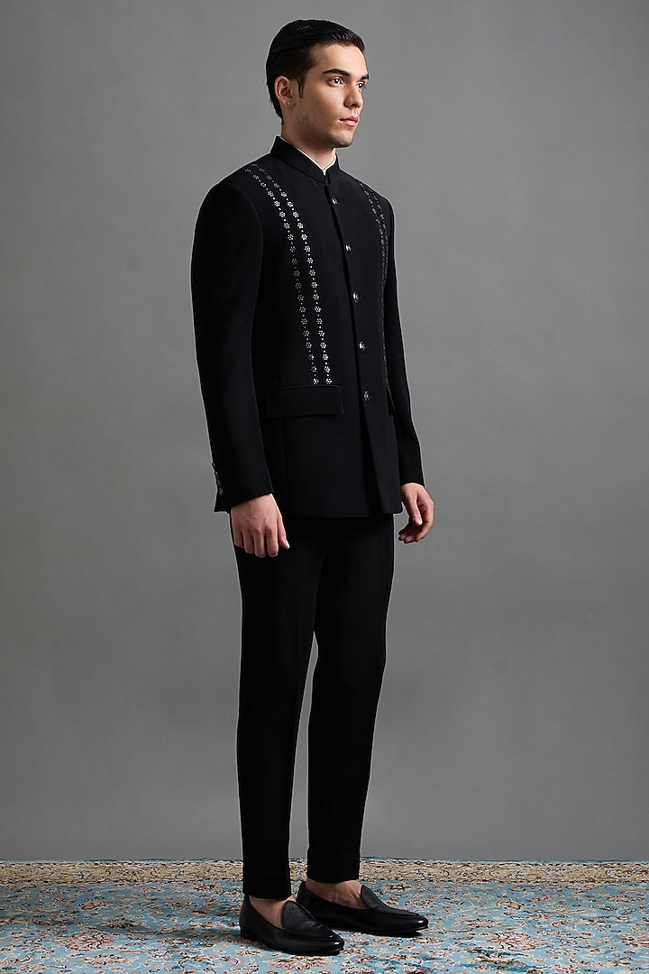 Black Polyester Embellished Jodhpuri Set by Gargee Designers at Pernia's Pop Up Shop