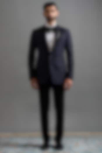 Midnight Blue Polyester Tuxedo Set by Gargee Designers at Pernia's Pop Up Shop