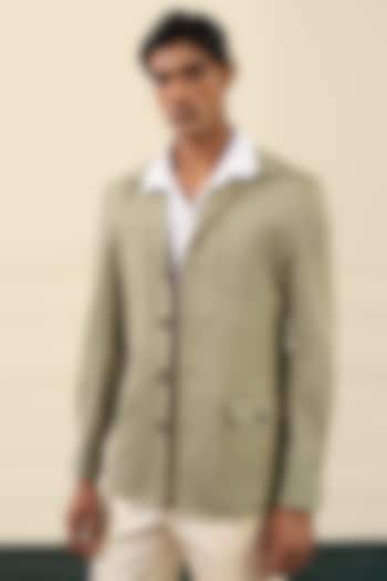 Olive Green Cotton Suiting Safari Shacket by Gargee Designers at Pernia's Pop Up Shop