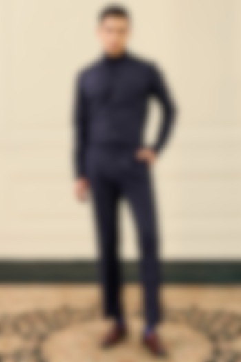 Deep Navy Wool Flannel Co-Ord Set by Gargee Designers at Pernia's Pop Up Shop