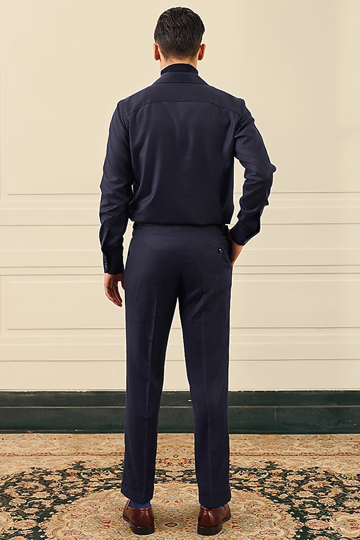 Deep Navy Wool Flannel Co-Ord Set by Gargee Designers at Pernia's Pop Up Shop