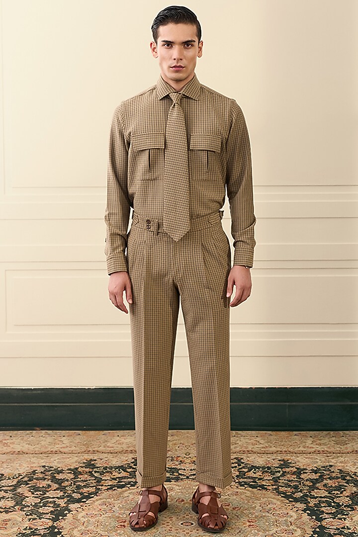 Tan Brown Polyester Blend Co-Ord Set by Gargee Designers at Pernia's Pop Up Shop