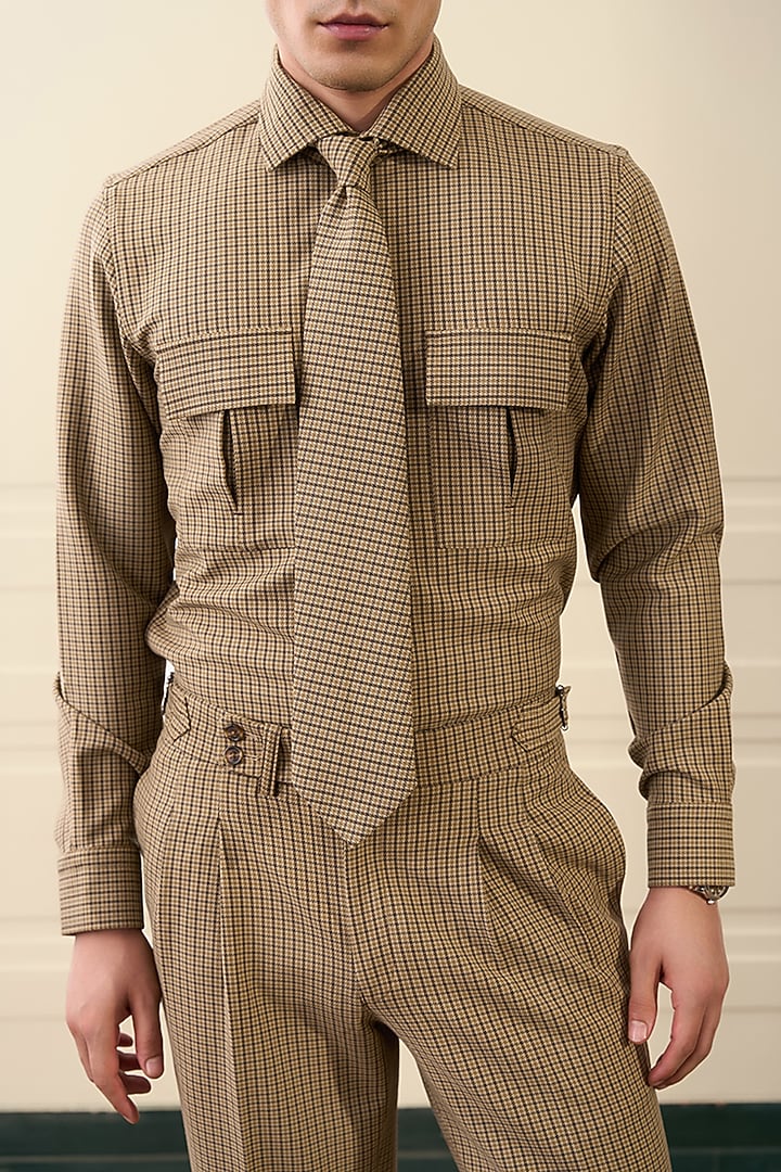 Tan Brown Polyester Blend Co-Ord Set by Gargee Designers at Pernia's Pop Up Shop