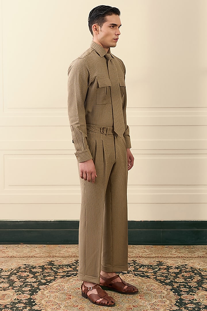 Tan Brown Polyester Blend Co-Ord Set by Gargee Designers at Pernia's Pop Up Shop