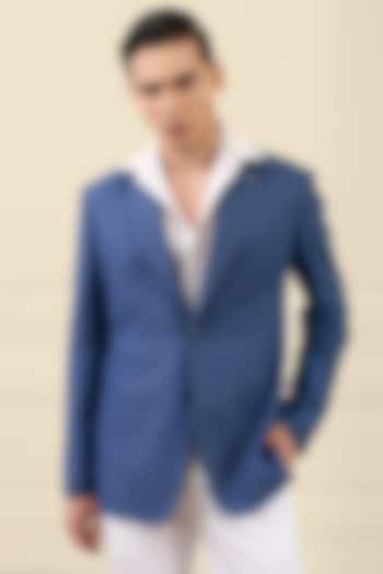 Azure Blue Linen Blazer by Gargee Designers at Pernia's Pop Up Shop