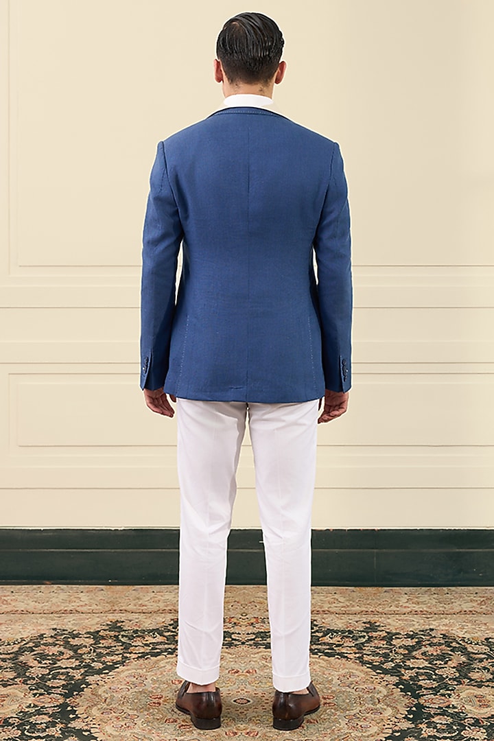 Azure Blue Linen Blazer by Gargee Designers at Pernia's Pop Up Shop