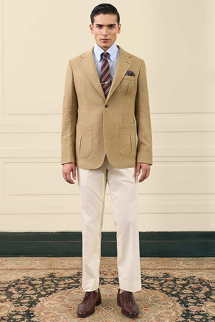 Camel Beige Wool Blazer by Gargee Designers at Pernia's Pop Up Shop